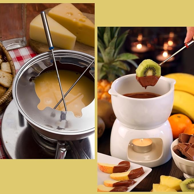 Set of 18 Stainless Steel Fondue Forks 9.5 Inches Color Coded Cheese Fondue Sticks with Heat Resistant Handle for Fondue Chocolate Fruits