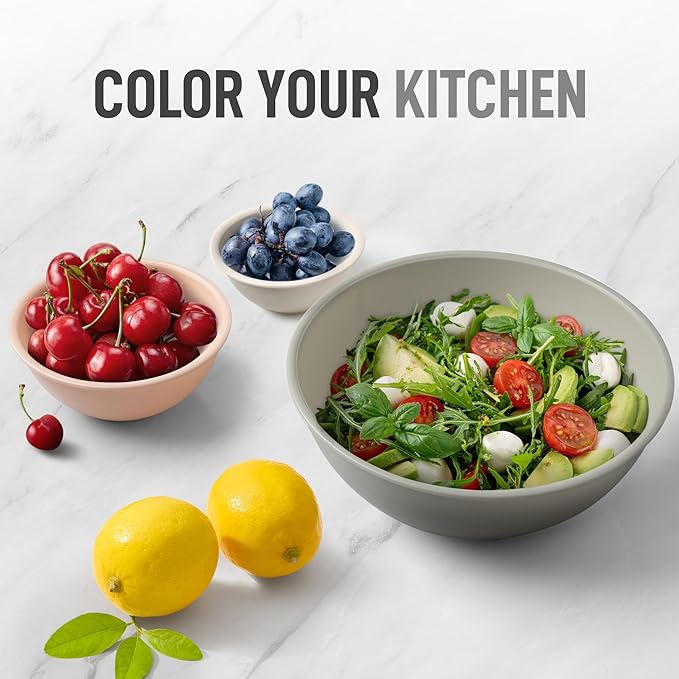 Zulay Kitchen 12 Piece Plastic Mixing Bowls with Lids Set - Colorful Mixing Bowl Set for Kitchen - Nesting Bowls with Lids Set - Microwave and Freezer Safe (Pink Ombre)