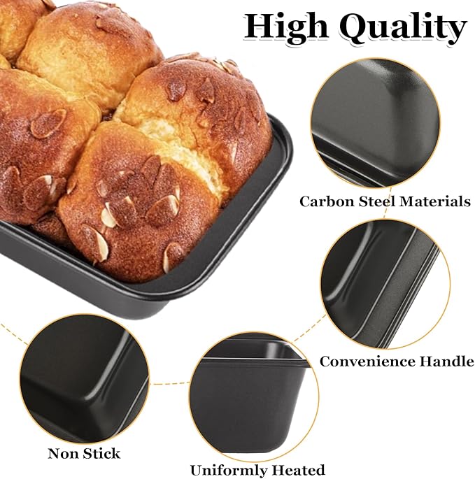 QTLCOHD 6 Pack 8" x 4" Bread Loaf Pans, Non stick Carbon Steel Bread Pans for Baking Homemade Bread