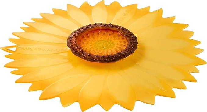 Charles Viancin - Sunflower Lid Gift-Box - Set of 4 Silicone Lids for Food Storage and Cooking - 11''/28cm + 9''/23cm + 6''/15cm + 4''/10cm - Airtight Seal on Any Smooth Rim Surface