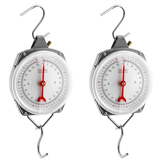 QWORK 2 Pack Precision Hanging Scale, 110lbs / 50kg Capacity, Dual Unit, Heavy Duty