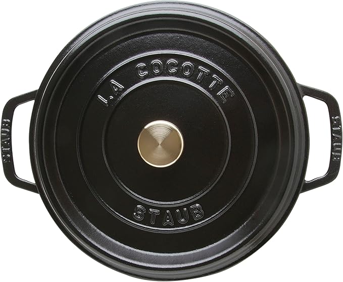 STAUB Cast Iron Roaster/Cocotte, Round, 6.7 L, Black, 28 cm