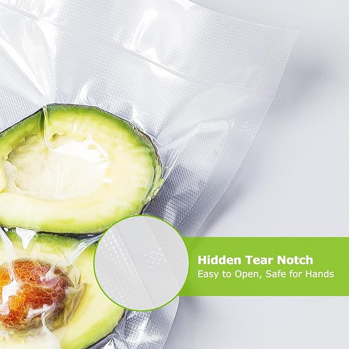 Bonsenkitchen Precut Vacuum Bags 100 Quart 8" x 12", BPA Free, Commercial Grade Textured Food Sealer Bag, Thick Embossed Bags for Storage and Sous Vide Cooking VB3205