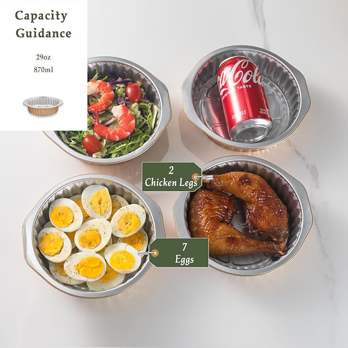 7" Aluminum Foil Pans with Integrated Handles and Snap-On Lids (10 pcs) | 2X Thickness Heavy-Duty Reusable Tin for Baking and Cooking