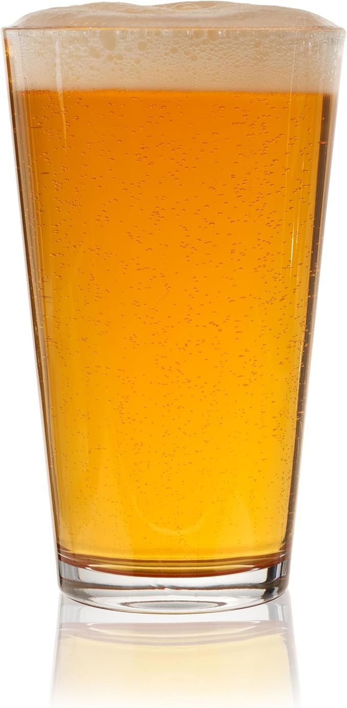 TRUE Pint Beer Glasses, Professional Grade Beer Pint Glasses, Multi Purpose Tumblers, Juice Water Cups, Kitchen Glassware, Home Bar, Set of 6, 16 oz
