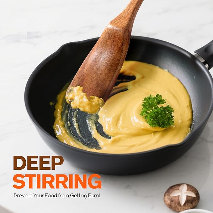 Wooden Spoons for Cooking, Wooden Utensils for Cooking Natural Teak Wooden Kitchen Utensils Set Comfort Grip(2 PCS)