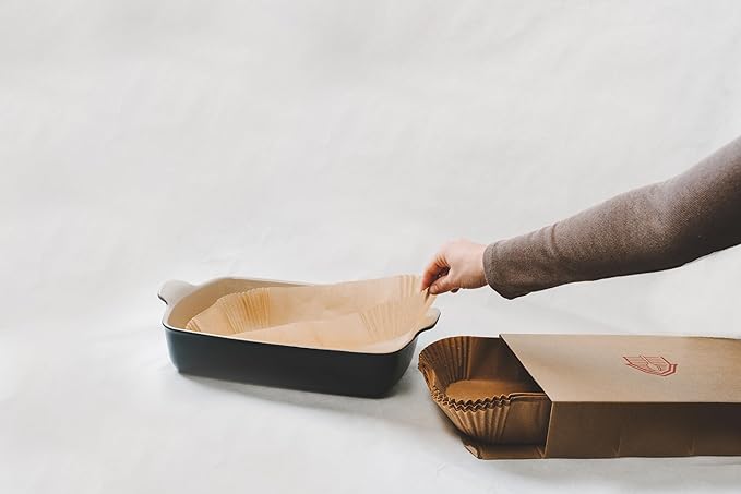 9x13 Pre Formed Parchment Paper, Fits Any 9 x 13 inch Pan, Plastic Free Packaging with Storage Box, Natural Unbleached Food Grade Non-Stick Liners, Designed in USA, 50 Sheets