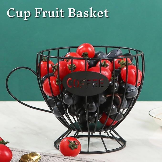 Metal Coffee Pod Holder Wire Coffee Pods Storage Basket Espresso Capsule Storage for Home Kitchen Cafe Hotel (Black cup)