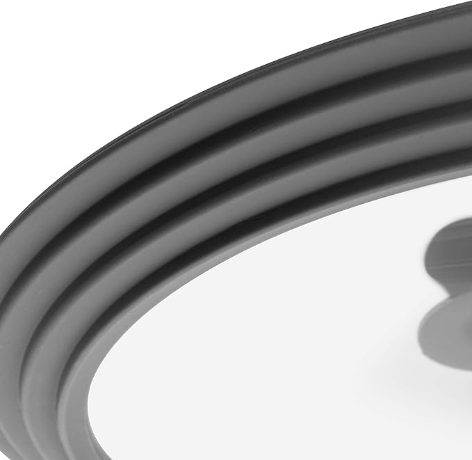 Universal Lid for Pots, Pans & Skillets Size 10", 10.5", 11" & 11.5" Cookwares -Tempered Glass with Silicon Rim-Grey