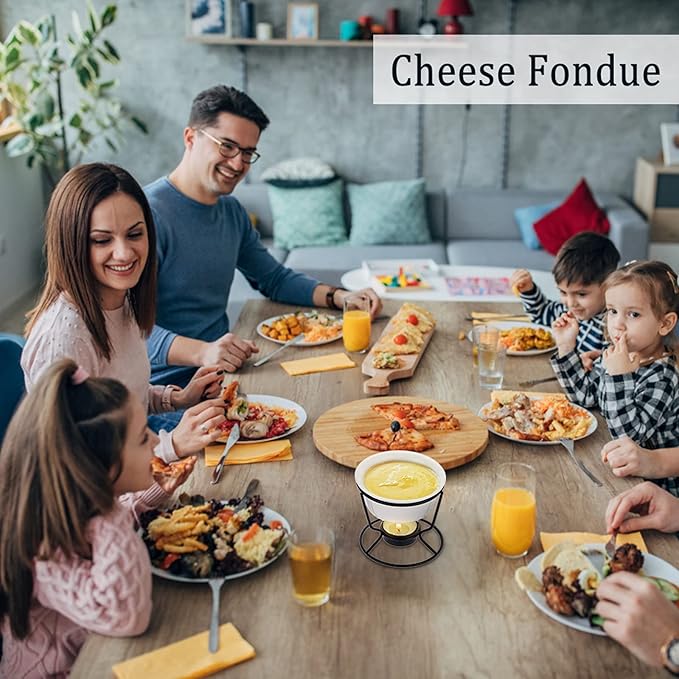 Ceramic Butter Warmer Set, Fondue Pot Melting Pot Set, Melt Hot Pot Round Bowl Set For Cheese Chocolate Butter Caramel, with 2 Dipping Forks