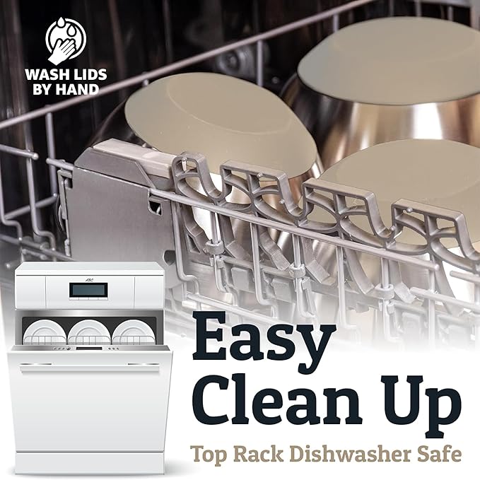 Priority Chef 6Pc Large Mixing Bowls With Lids Set with Non-Slip Bases, Stainless Steel Mixing Bowl Set, 6 Airtight Lids and 3 Graters, Khaki