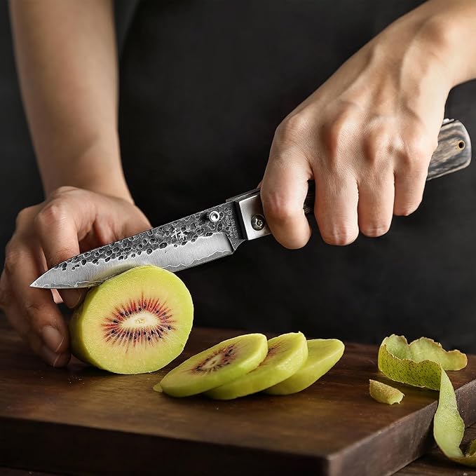 SENBON Forged 440A Stainless Steel Ultra Sharp Pocket Folding petty Universal Knife Color Wood Handle Camping Travel Outdoor Portable Fruit Knife