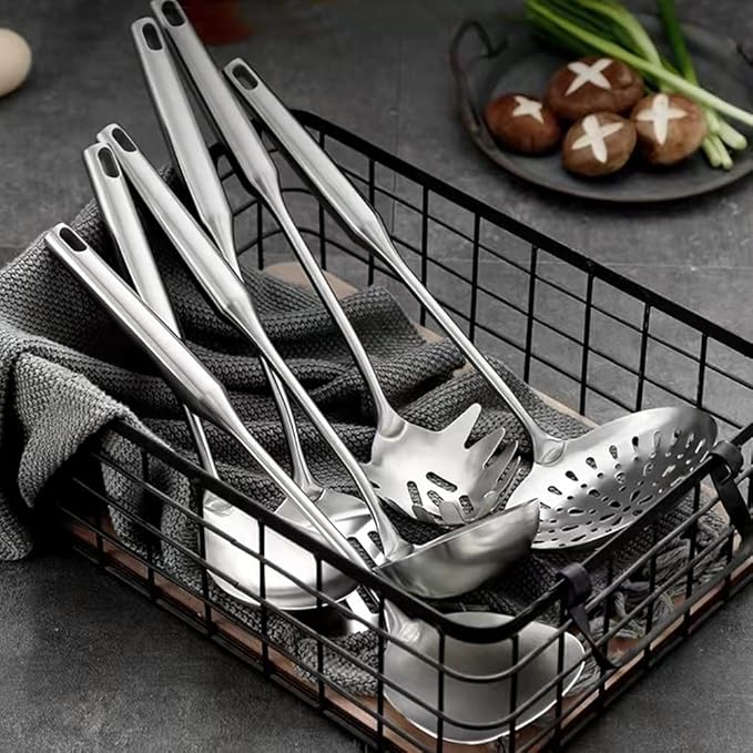 304 Stainless Steel Kitchen Utensils Set 6 Pcs Cooking Utensil, Spatula, Soup spoon, Leaking shovel, Kitchen Tools Set (6 Pieces Set)