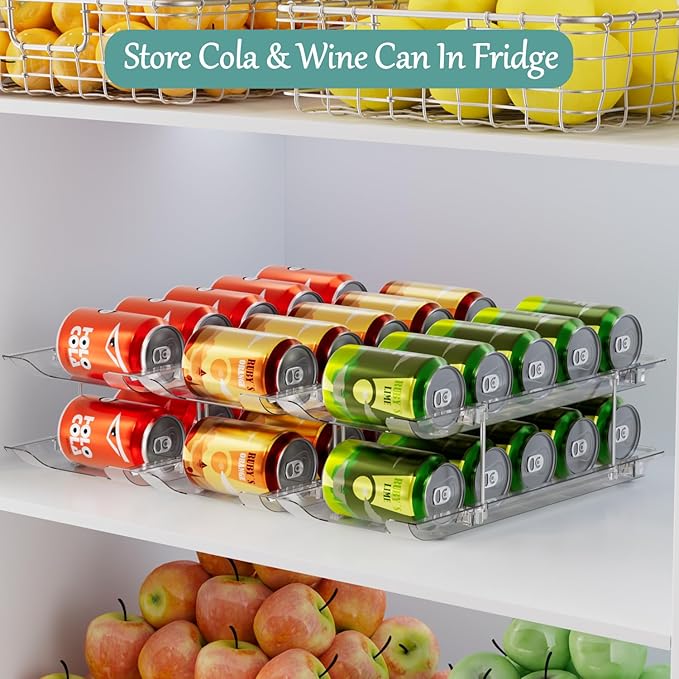 Can Storage Organizer for Pantry, Can Holders For Pantry, Canned Goods Food Dispenser, Clear Plastic Soup Can Shelf Rack, 3 Ties