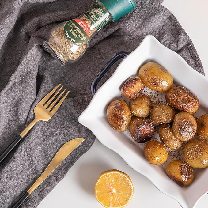 Sweejar Casserole Dishes for Oven, Ceramic Bakeware Set of 3, Rectangular Baking dish with Handles, Wave Edge Lasagna Pan Deep for Cooking, Cake, Dinner, Banquet and Daily Use (Navy)