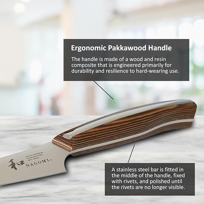 NAGOMI 3.5 inch Premium Peeling Paring Knife, Stainless Steel HRC58 Handy Ultra Sharp Paring Knife for Curved Surface Of Fruits & Vegetables | Black Stylish Gift Box