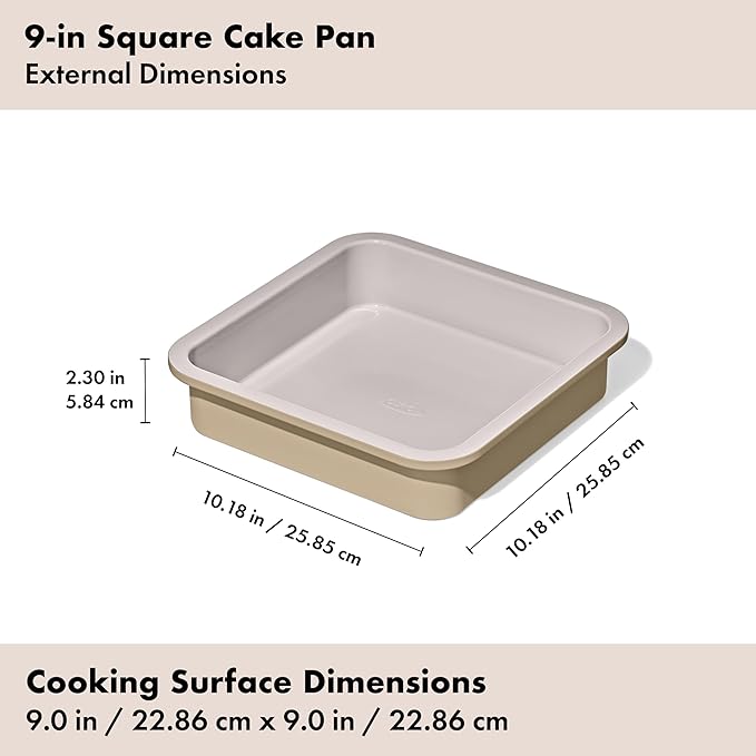 OXO Good Grips Non-Stick Pro Ceramic Coated Metal Bakeware 9” Square Cake Pan – Biscuit