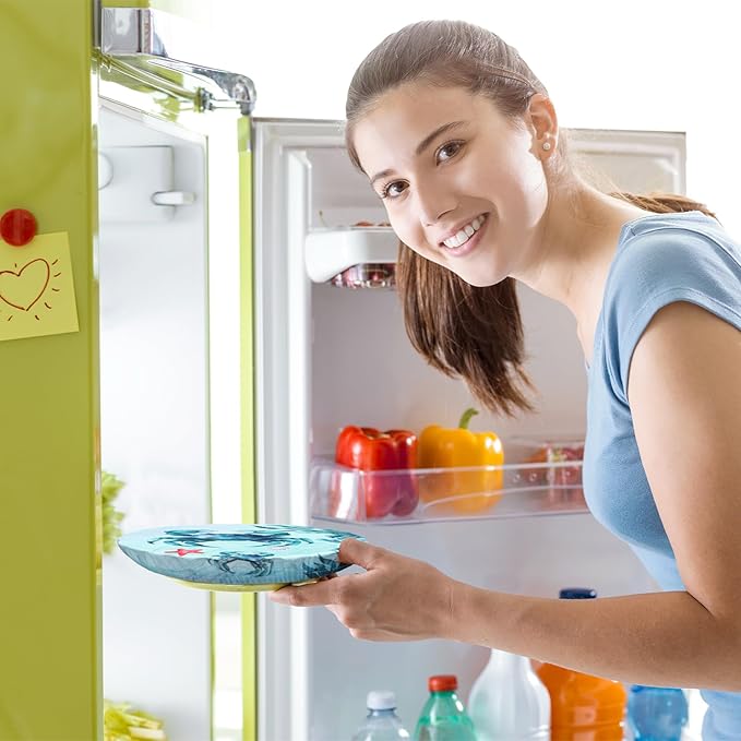 Patelai 10 Pcs Bowl Covers Reusable in 5 Size Stretch Cloth Fabric Elastic Food Storage Bowl Covers Bread Sourdough Lids for Proofing Food Fruits Leftover(Ocean)