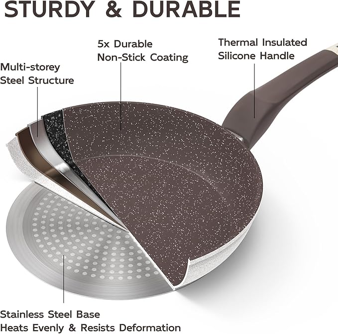 9.4" Ceramic Skillet | Non Stick Frying Pan with Stay-Cool Handle – PFOA-Free, Pefect Egg Pan for Everyday Cooking