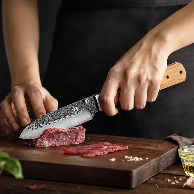 SENBON 440A Forged Stainless Steel pocket folding peeling utility knife Natural Olive Handle Camping trip Outdoor Portable Fruit knife