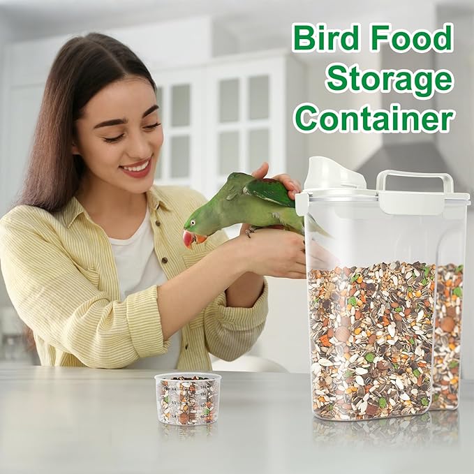 TBMax Pet Food Storage Containers 2 Pack 8-10 Lbs Airtight Dog Food Container Dispenser with Large Spout & Portable Handle, Travel Dog Treat Cat Food Storage Bin Bird Seed Container-Beige