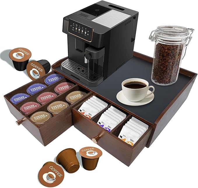 Wooden Coffee Pod Holder Coffee Pods and Tea Organizer Holder Compatible with Keurig Pod & K-Cup | 30 Pod Capacity