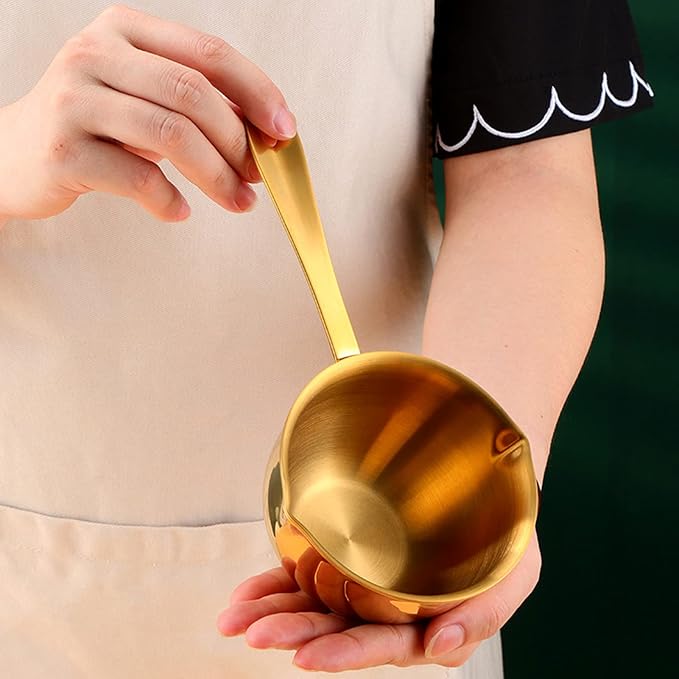 Butter Warmer Pot, 0.8 Quart Milk Warmer Pot with Dual Pour Spouts,Stainless Steel Chocolate Melting Pot,Multifunctional Sauce Pan,for Stove Top, Coffee Tea Soup Warming