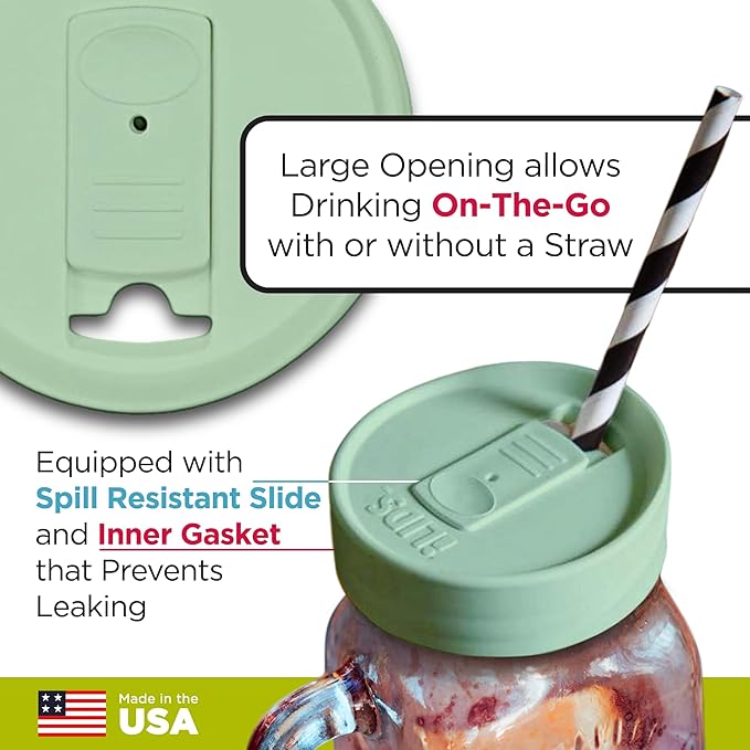 Mason Jar Drink Lid, Regular Mouth, Celery, Pack of 2