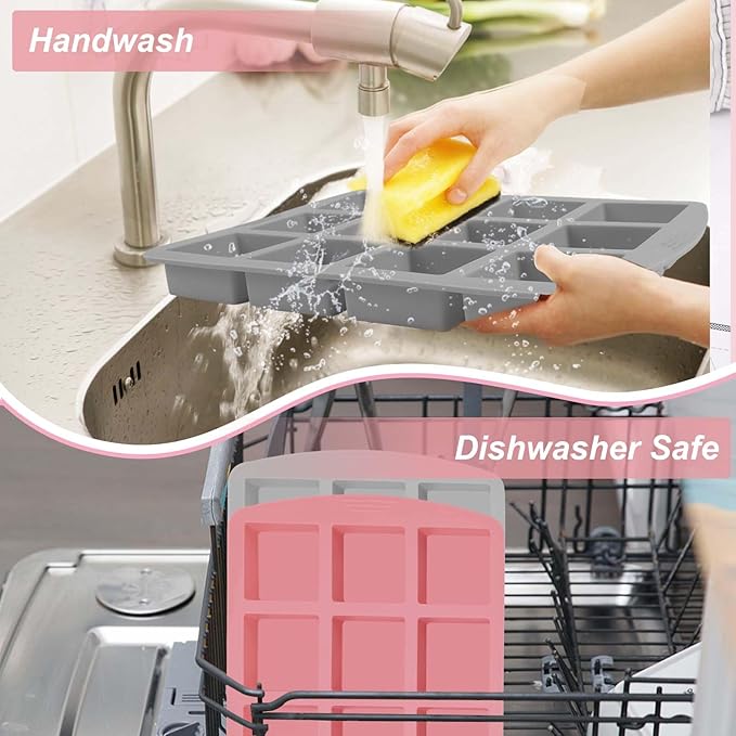 Brownie Pan,2Pcs Nonstick Silicone Bite Size Brownie Pan with Dividers,12 Cavity All Edges Brownie Pan,Non Stick Cake Baking Mold