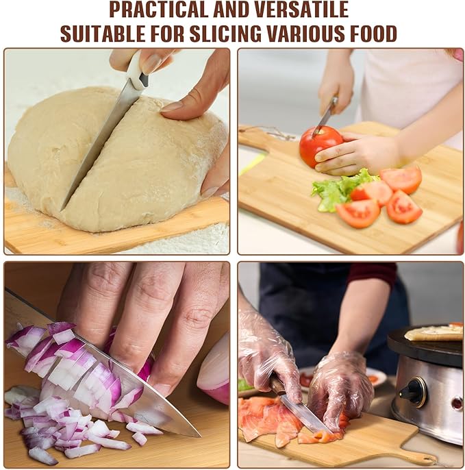 Patelai 12 Packs Wooden Cutting Board Set with Handles Large Kitchen Serving Plain Chopping Board Bulk Gifts for Mom for Vegetables Meat Pizza Cheese Fruit Bread(Bamboo,17 x 13 Inch)