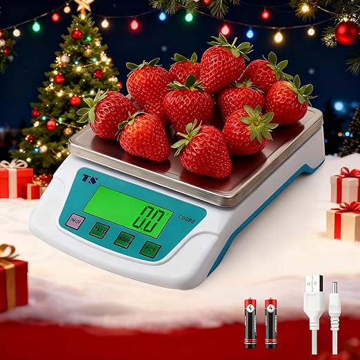 Digital Kitchen Scales 10KG/22lB Accuracy Measurements 0.2g Weighing Food Scale 6 Units Conversion with Stainless Steel Platform Electronic Cooking for Tare Function LCD Display (with Batteries)