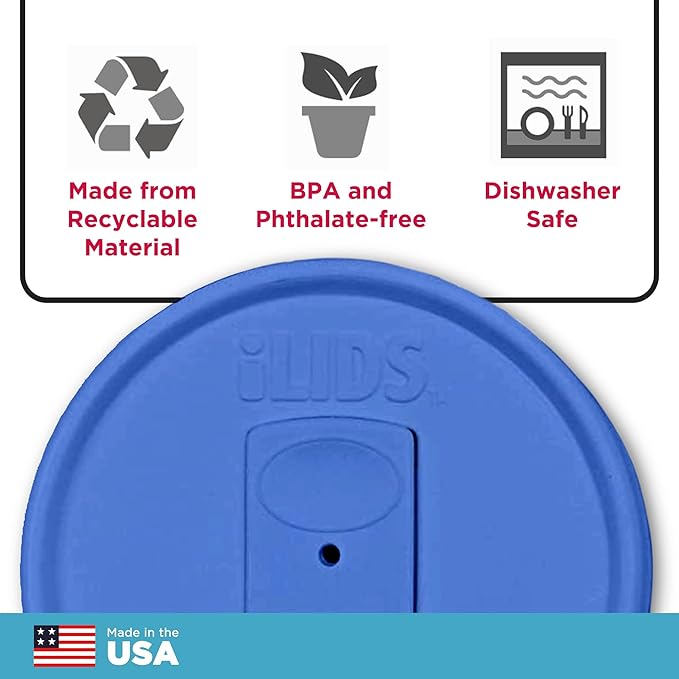 Mason Jar Drink Lid, Regular Mouth, Periwinkle, Pack of 2