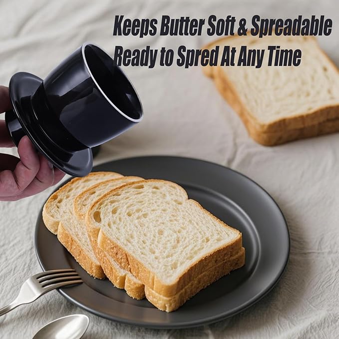 Checkered Butter Crock with Lid,Ceramic Butter Keeper for Countertop, Black And White French Butter Crock