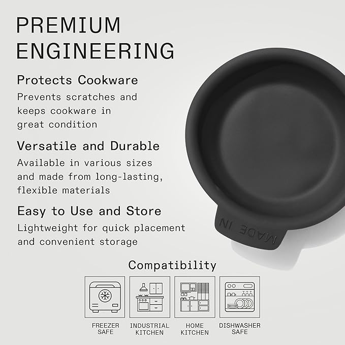 Made In Cookware - 8" Frying Pan Protector - Molded Silicone - Dishwasher Safe - Graphite