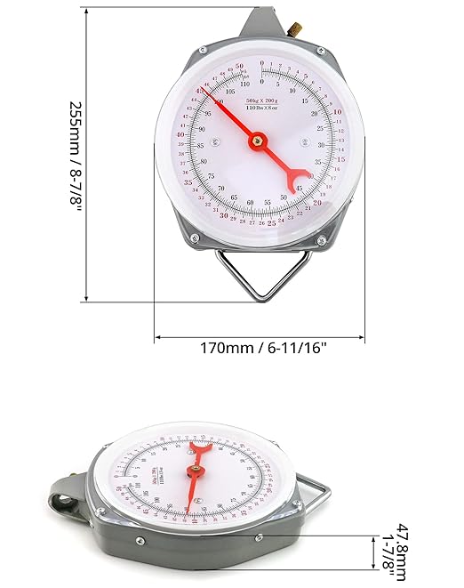 QWORK Precision Hanging Scale, 110lbs / 50kg Capacity, Dual Unit, Heavy Duty