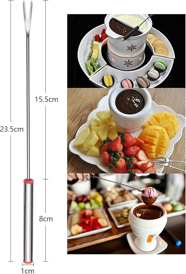 24pcs Fondue Forks, BetterJonny 9.4In Stainless Steel Fondue Sticks Color Coded Cheese Forks with Heat Resistant Handle for Hot Pot Barbecue 6 Colors