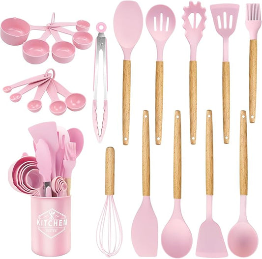 22 Pcs Silicone Kitchen Cooking Utensils Set, 446°F Heat Resistant Non-Stick Silicone Spatula Sets,Spoon,Kitchen Utensil Gadgets Tools Set Kitchen Gadgets for Cookware,Dishwasher Safe BPA Free