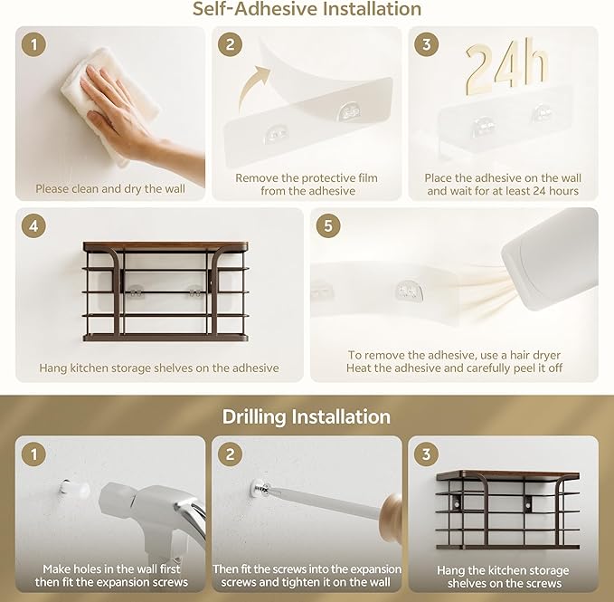 2 Pack Extra Large Pantry Baskets with Bamboo Top,Stainless Steel Trash Bag Dispenser for Kitchen Sink and Laundry Room Organization,Brown