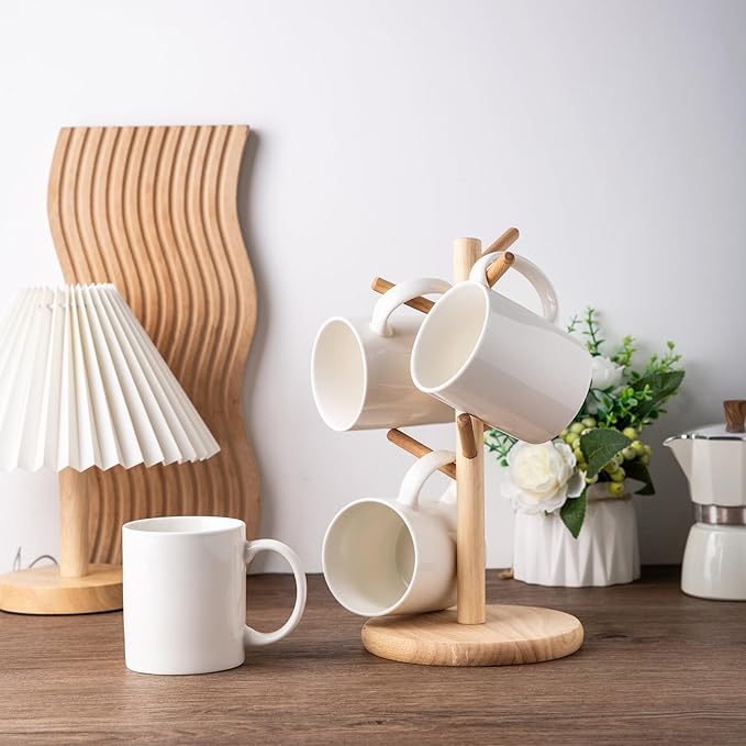 GBHOME 12 OZ Off White Coffee Mugs, Ceramic Bulk Coffee Mugs with Large Handle for Man, Woman, Light Weight Coffee Mugs Set of 6 for Latte/Cappuccino/Cocoa/Milk, Dishwasher & Microwave Safe