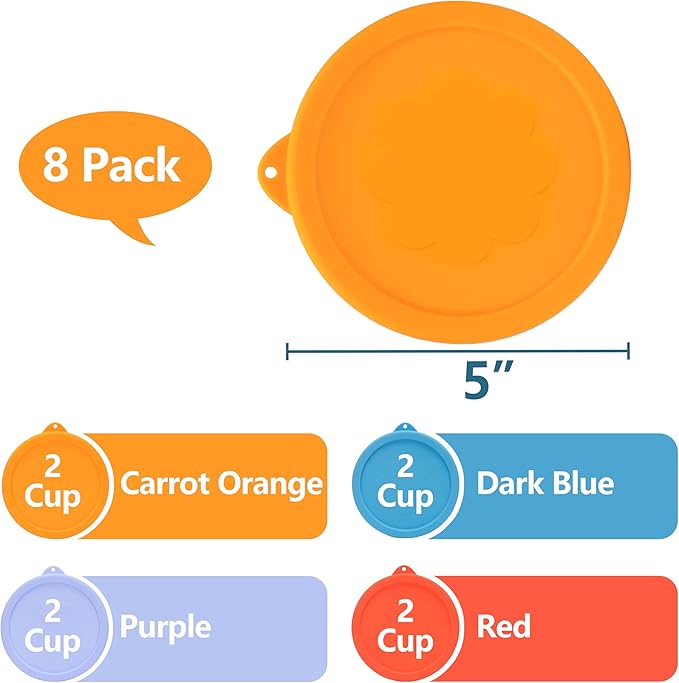 2 Cup Silicone Replacement Lids Storage Cover for Pyrex 7200-PC Glass Bowls (Container not Included) 8 Pack Microwave, Dishwasher and Freezer Safe