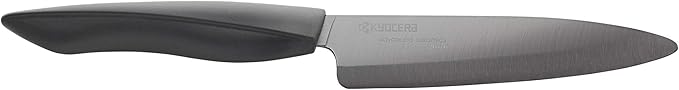 Kyocera Innovation Series Ceramic 5" Slicing Knife, with Soft Touch Ergonomic Handle-Black Blade, Black Handle