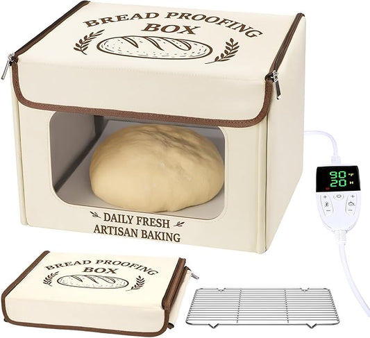 Antner Folding Bread Proofing Box with 70-131°F Temp Control & 99H Timer, Front-View Window Sourdough Proofing Box, Dough Proofer with Metal Rack for Sourdough, Pizza, Bread Baking, Yogurt, Kombucha
