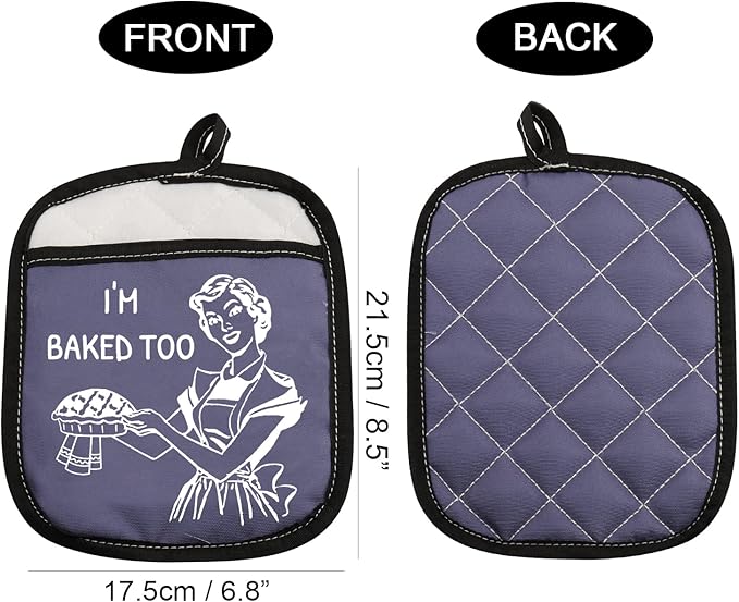 Novelty Baking Gift Heat Resistant Potholder Oven Pad with Pocket I’m Baked Too Funny Baker Gift for Mom Sister Friend (I'm Baked Too)
