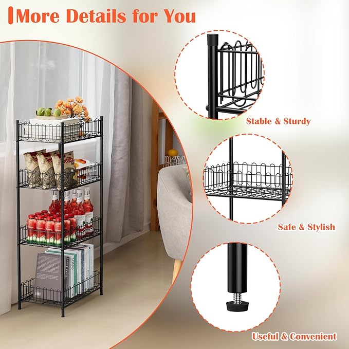 Vrisa Water Bottle Organizer 4 Tiers Free Standing Water Bottle Holder Beverage Soda Can Drink Holder Stand Can Organizer Storage Rack for Pantry Kitchen Food Storage, Black