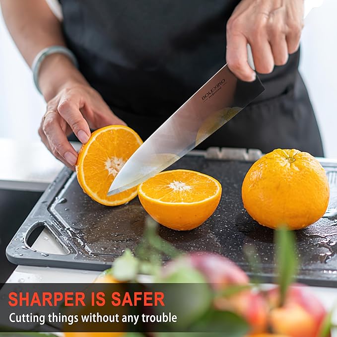 Chef Knife,10 inch High Carbon Stainless Steel Kitchen Knife, Sharp Cutting Knife W/Ergonomic Handle for Household or Business (White)