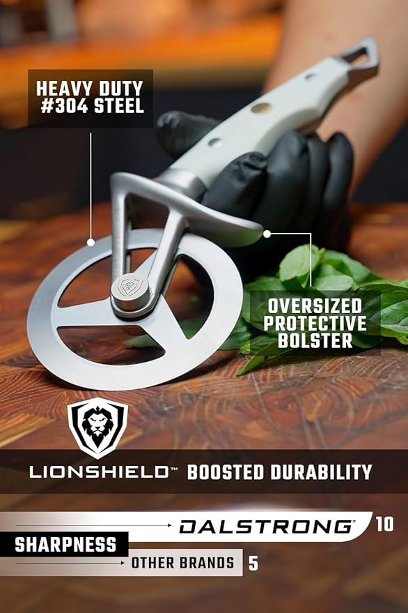 Dalstrong Pizza Wheel Cutter - White G10 Handle - The Orbit Razor Unique Pizza Wheel & Cutter - Gift High-Carbon Heavy-Duty Stainless Steel - Razor Sharp - Thumb Guard Protection & Blade Cover