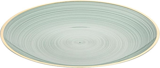 Restaurantware Plastic Plates 100 Pcs 7.25" Gold Rimmed Disposable Plates Heavy-Duty Green Translucent Rippled Plastic Dinner Servers for Party, Weddings, Salads, Desserts, and Appetizers