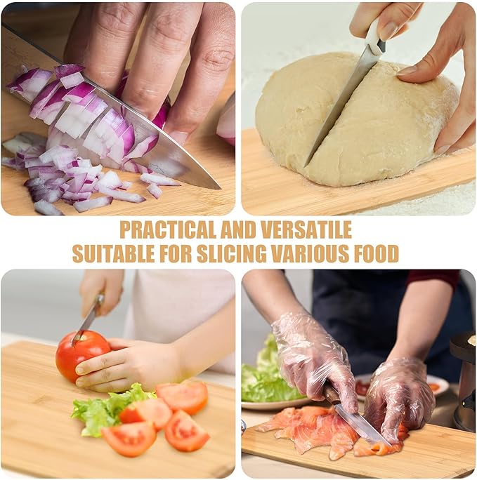 Patelai 12 Packs Wooden Cutting Board Set with Handles Large Kitchen Serving Plain Chopping Board Bulk Gifts for Mom for Vegetables Meat Pizza Cheese Fruit Bread(Bamboo,17 x 10 Inch)