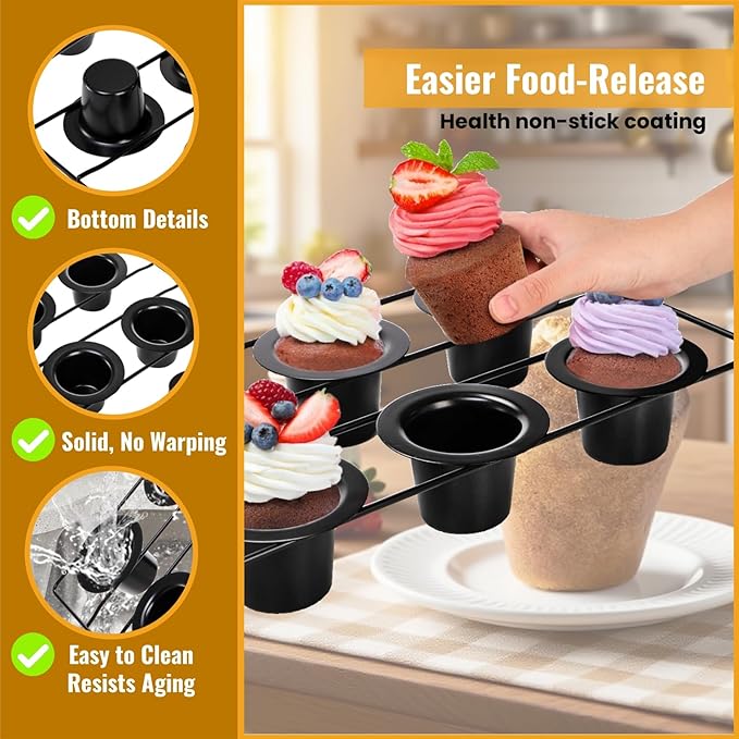 2 Pack Popover Pans, 12 Cups Nonstick Muffin Cupcake Pan, Carbon Steel Round Cheesecake Tin Bakeware Mould for Oven Baking, Muffins, Quiches, Pudding Cakes, Halloween Christmas