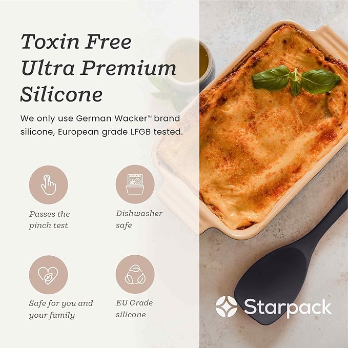 Starpack 'The All Rounder' XL Premium Silicone Spoonula - Heat Resistant to 600F - Best Kitchen Spatula Spoon for Cooking